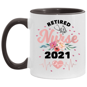 Womens Retirement gifts for Nurse 2021 Nursing Retired Nurse 2021 V-Neck T-Shirt AM11OZ 11 oz. Accent Mug