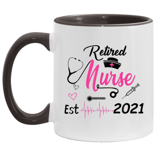 Retired Nurse 2021 Nursing Retirement Gift Est. 2021 B08T7RZBFZ AM11OZ 11 oz. Accent Mug