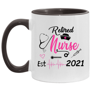 Retired Nurse 2021 Nursing Retirement Gift Est. 2021 B08T7RZBFZ AM11OZ 11 oz. Accent Mug