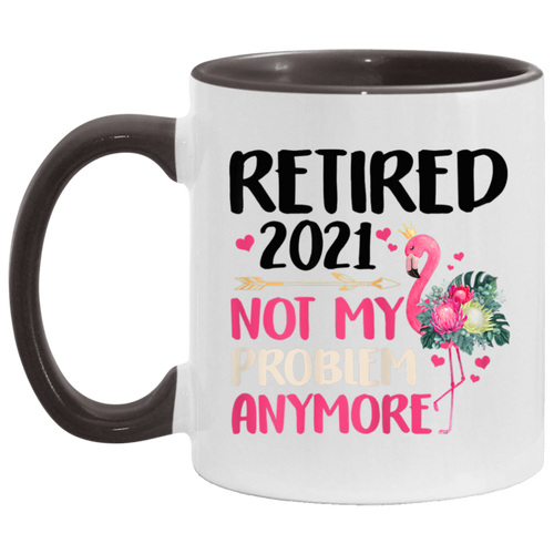 Womens Th Retired 2021 Flamingo Floral Costume Retirement Gift T-Shirt AM11OZ 11 oz. Accent Mug