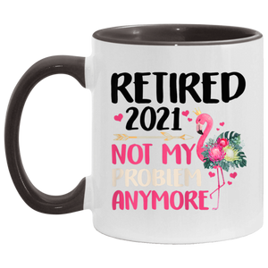 Womens Th Retired 2021 Flamingo Floral Costume Retirement Gift T-Shirt AM11OZ 11 oz. Accent Mug