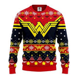 Wonder Woman Red Yellow Christmas Ugly Sweater Halloween, Christmas Holiday, Gift for Family, Friend  Unisex Adult Clothing